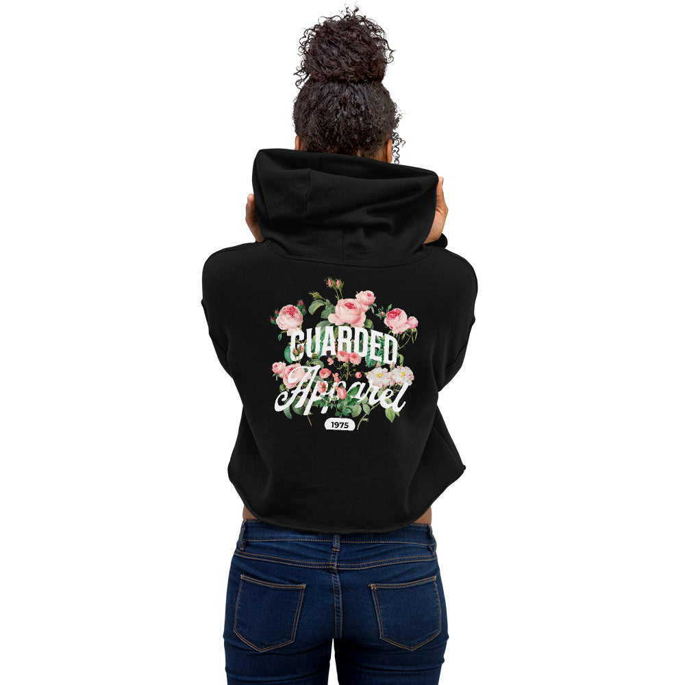 Crop Rear Print Floral Hoodie